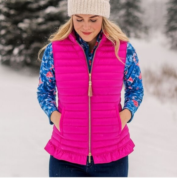 Lilly Pulitzer Jackets & Blazers - Lilly Pulitzer Hot Pink Quilted Ruffle Hem Vest
